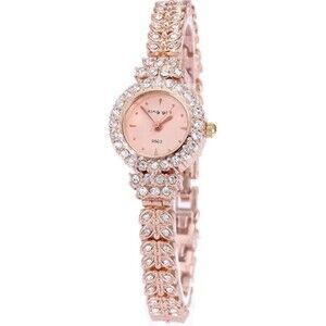 Gullor King Girl Royal Rose Gold Bracelet Watch Women Quartz Pink Dial Elegant